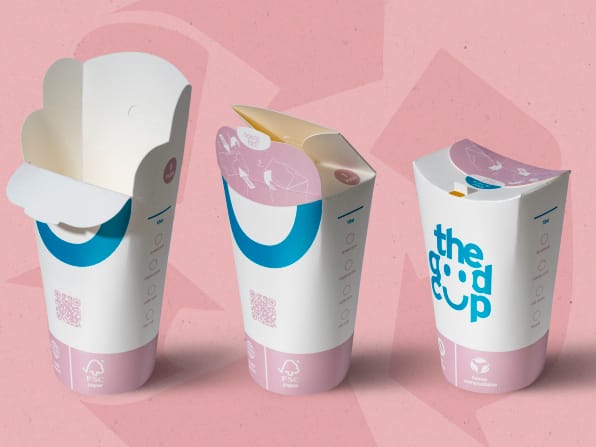 A disposable cup that needs no plastic lid